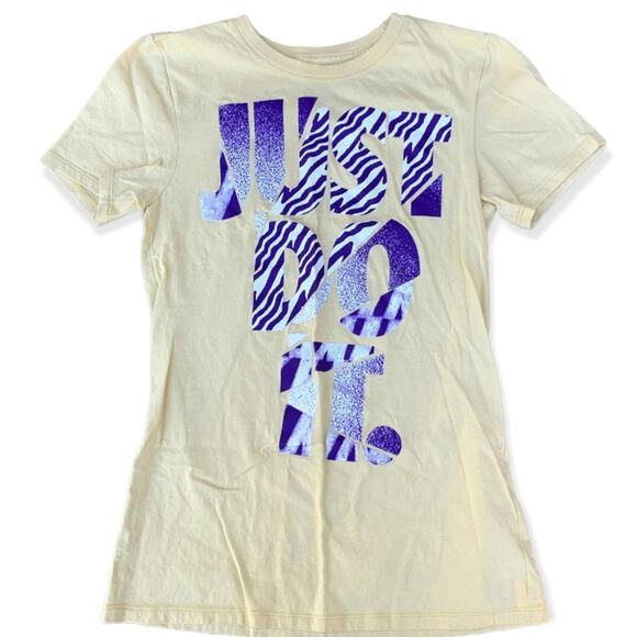 Nike Cream Color Purple Zebra Print Tee Size XS - Picture 1 of 6